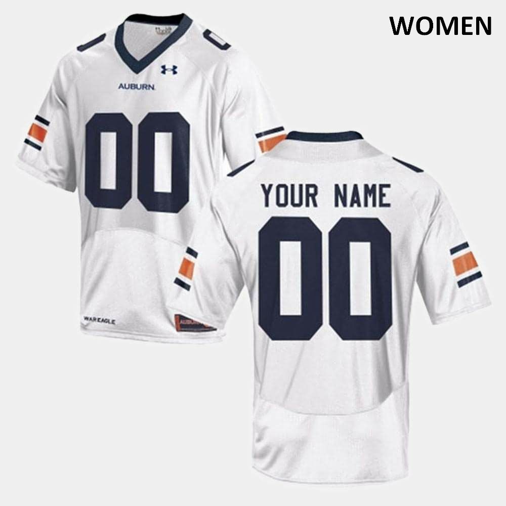 Women's Auburn Tigers #00 Custom White College Stitched Football Jersey